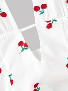 SHEIN MOD 女士樱桃印花露背迷你连衣裙 - 白色 - 查看 9