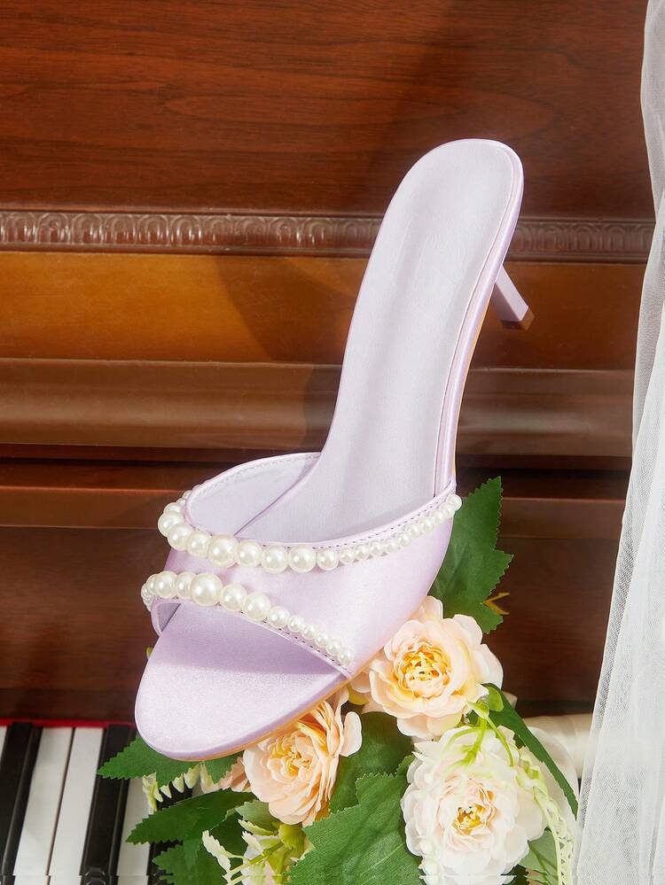 CUCCOO HITCHD Women's Fashionable Elegant Party Beaded Decorated Heeled Sandals Valentine's Day Elegant Shoes Wedding Shoes