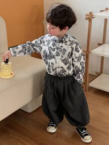 DAZY Infant/Toddler Boys' Korean Style Floral Print Long Sleeve Collared Shirt - Light Grey - View 10
