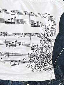 SHEIN Tween Girl Casual Printed Asymmetric Shoulder Top - Multicolor - View 3