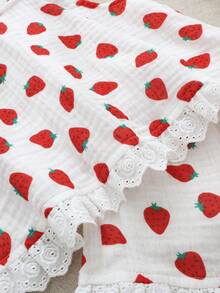 Cozy Pixies Baby Girl Strawberry Pattern Ruffle Trim Sleeveless Top And Elastic Waist Pants 2 Pieces Set - Multicolor - View 5