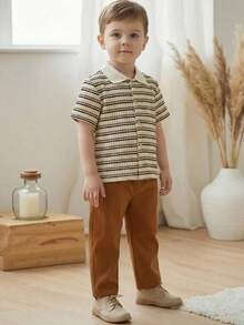 男童针织条纹 Polo 领休闲衬衫 - 彩色 - 查看 8