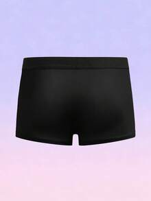 FeverCity Men's Comfortable Elastic Waist Elephant Print Boxer Briefs - Black - View 2