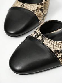 MOTF Tacones de cuero sintético con estampado de piel de serpiente para mujer - Albaricoque - Ver 6