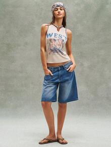 Bohemela Casual Solid Color Knit Fitted Tank Top For Women - Apricot - View 8