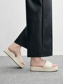 CUCCOO BIZCHIC Sandalias de moda para mujer, mules de punta abierta, sandalias casuales con plataforma y tacón alto, adecuadas para vacaciones, viajes, uso diario y playa. Zapatos de verano - Albaricoque - Ver 4