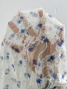 EastFlair Women's Mandarin Collar Lace Floral Print Fitted Casual Blouse - Multicolor - View 7