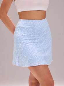Sovereign Charm Women's All-Over Print Casual Versatile Daily Outdoor Sports Mini Skirt - Blue - View 4