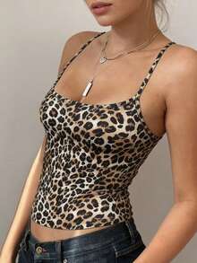 Zyxie Áo tank top nữ dáng ôm họa tiết da báo, dây mảnh, kiểu dáng thường ngày, thích hợp cho mùa hè. - Nhiều màu - Xem 5