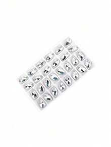 纤细水滴形玻璃多色闪亮手工缝制水晶水钻装饰珠，平底带孔宝石DIY配件，可缝制在衣服、连衣裙、包包、鞋子、胸针、耳环、手工艺品上。 - 彩色 - 查看 11