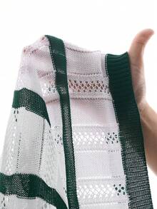 Manfinity CityGents 男士条纹印花休闲短袖针织上衣，春夏款 - 彩色 - 查看 8