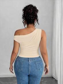 Elenzga 大码两件套不对称领修身T恤，百搭休闲上衣，春夏款 - 彩色 - 查看 2