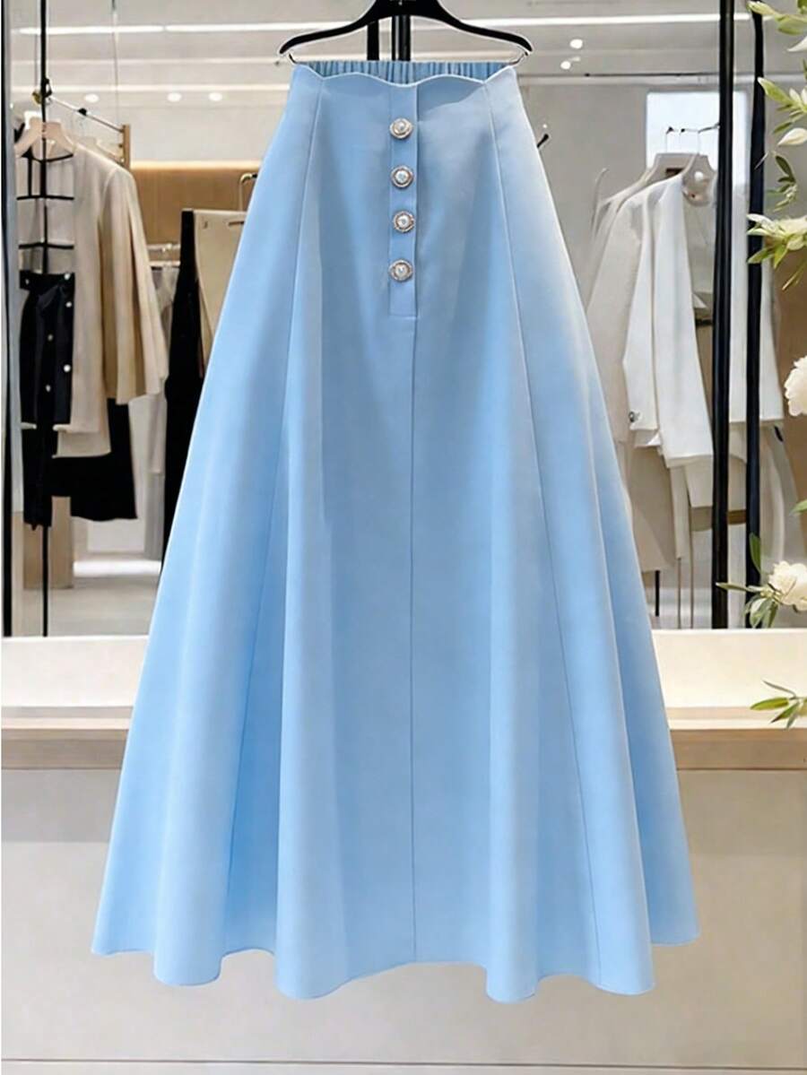 GlowEve Women's Spring/Summer New Fashion Petal Design A-Line Flared Elegant Date/Commute Skirt - Blue - View 1
