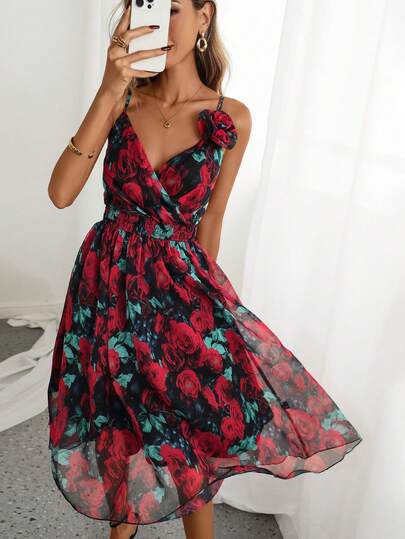 SHEIN Raffinéa Women's Summer Short Floral Camisole Dress