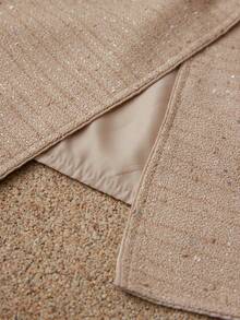 Revavyn Áo khoác blazer dài tay cổ tròn chất liệu tweed dành cho nữ, phù hợp cho việc đi làm hàng ngày. - Màu Khaki - Xem 7