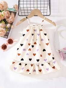 SHEIN Playful Pals Đầm in hoa cho bé gái sơ sinh và trẻ nhỏ, nền trắng với họa tiết hoa rực rỡ, thiết kế không tay, thích hợp cho mùa hè, lựa chọn ngọt ngào cho trang phục mùa hè của bé gái. - Màu be - Xem 6