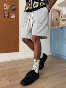 STEELVANCE Men's Summer Casual Sports Shorts With Large Pockets And Drawstring Waist - Light Grey - View 6