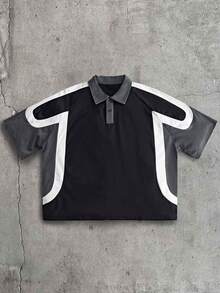 AXEPEAK Camisa polo de verano casual de manga corta con media cartera y contraste de color para hombres - Multicolor - Ver 2