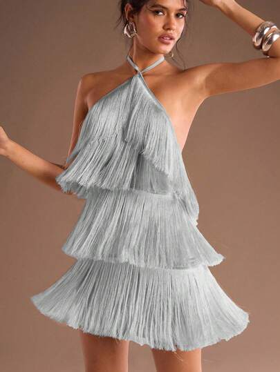 Glamine Women's Elegant Layered Tassel Necklace Dress For Party