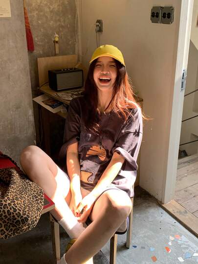 DAZY 女士舒适韩版圆领短袖T恤