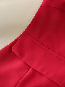 SHEIN PETITE CURVE Plus Size Women Summer Casual/Office Commute Minimalist Solid Color Single-Breasted Sleeveless Top - Red - View 4