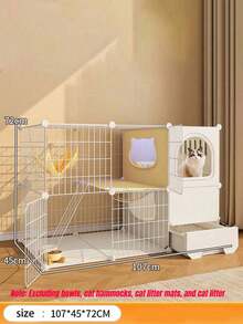 Cat Cage With Toilet, Drawer Style Cat Litter Box, Integrated Large Space, One Bedroom, One Living Room, One Bathroom, Household Simple Cat Cabinet, Cat Villa - Multicolor - View 11