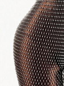 Mistrie Pantalones casuales y versátiles de uso diario con detalles de strass para mujer - Plateado - Ver 5