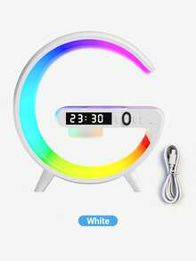 Teckwe 三合一 G 型 LED 无线音箱、充电器、定时闹钟、充电支架、床头灯、LED 音乐灯、桌面音箱 - 彩色 - 查看 10