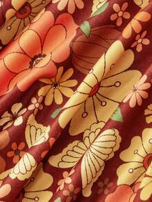 SHEIN MOD 女士印花褶皱腰部吊带不对称下摆度假连衣裙 - 彩色 - 查看 8