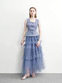 CUCCOO BIZCHIC 女士时尚性感气质简约银色圆头高跟凉鞋通勤约会派对假日派对婚礼度假 - 銀色 - 查看 6