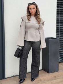 Jeta Ari Women's New Fashion Rhinestone Gradient Black Straight-Leg Jeans - Black - View 1