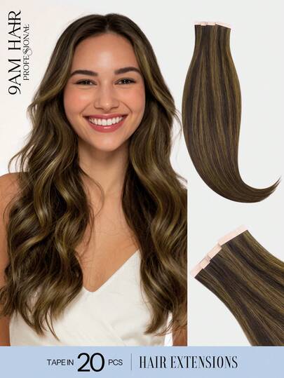 20PCS Seamless Invisible PU Type In Hair Extension Straight 14-24in 100% Real Remy Human Hair 50G/Pack Silky Touch&Natural Looking Hair Extension Soft Type In Human Hair Extension