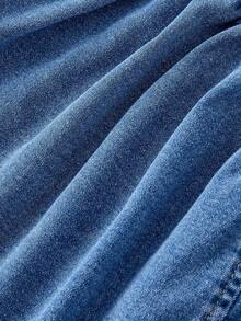 Sweetra Women's Casual Faux Pearl Beaded Round Neck Sleeveless Bodycon Denim Dress, Summer - Light Wash - View 4