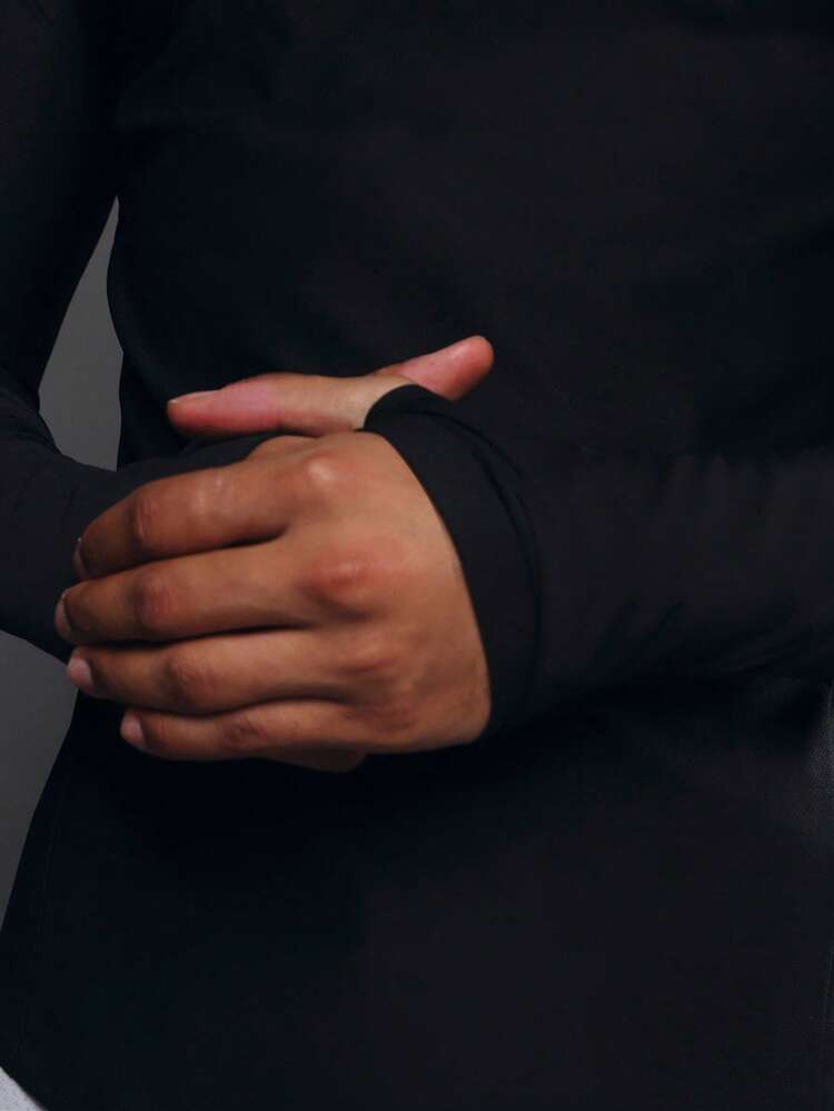 Men's Athletic Quarter Zip Long Sleeve Muscle Fit T-Shirt With Stand Collar Training Top Activewear Base Layer