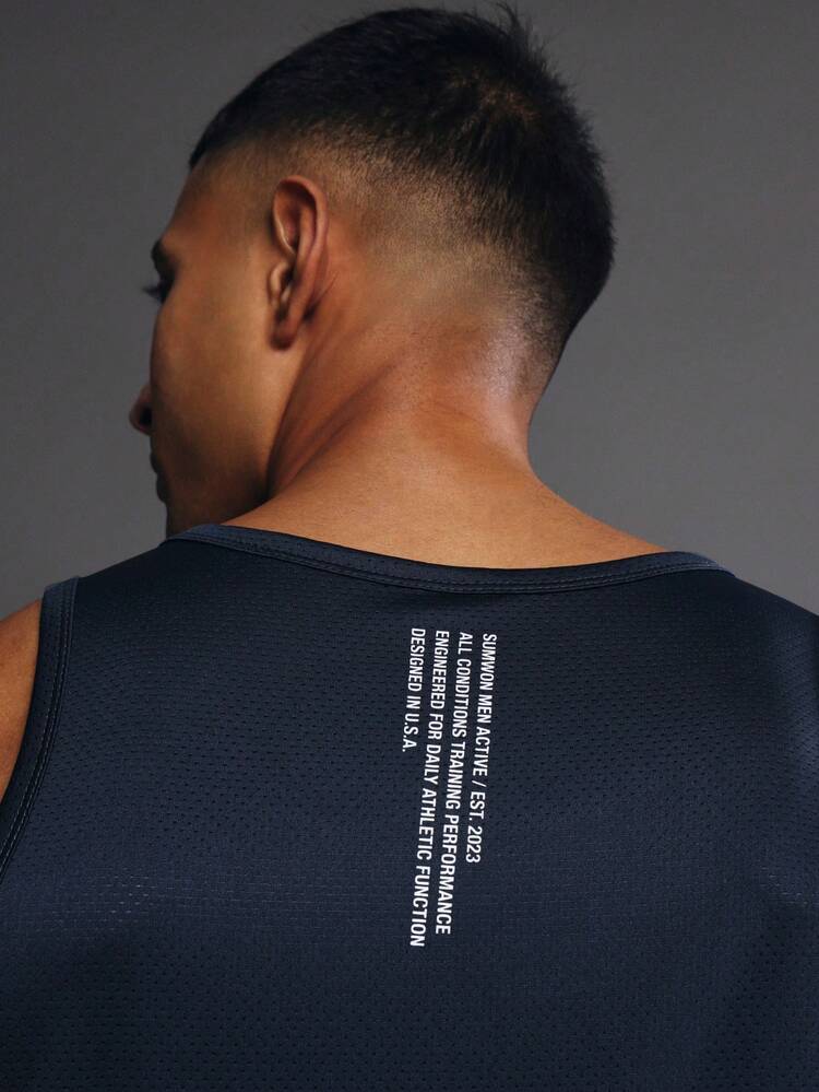 Ärmelloses Mesh-Tanktop mit Rundhalsausschnitt
