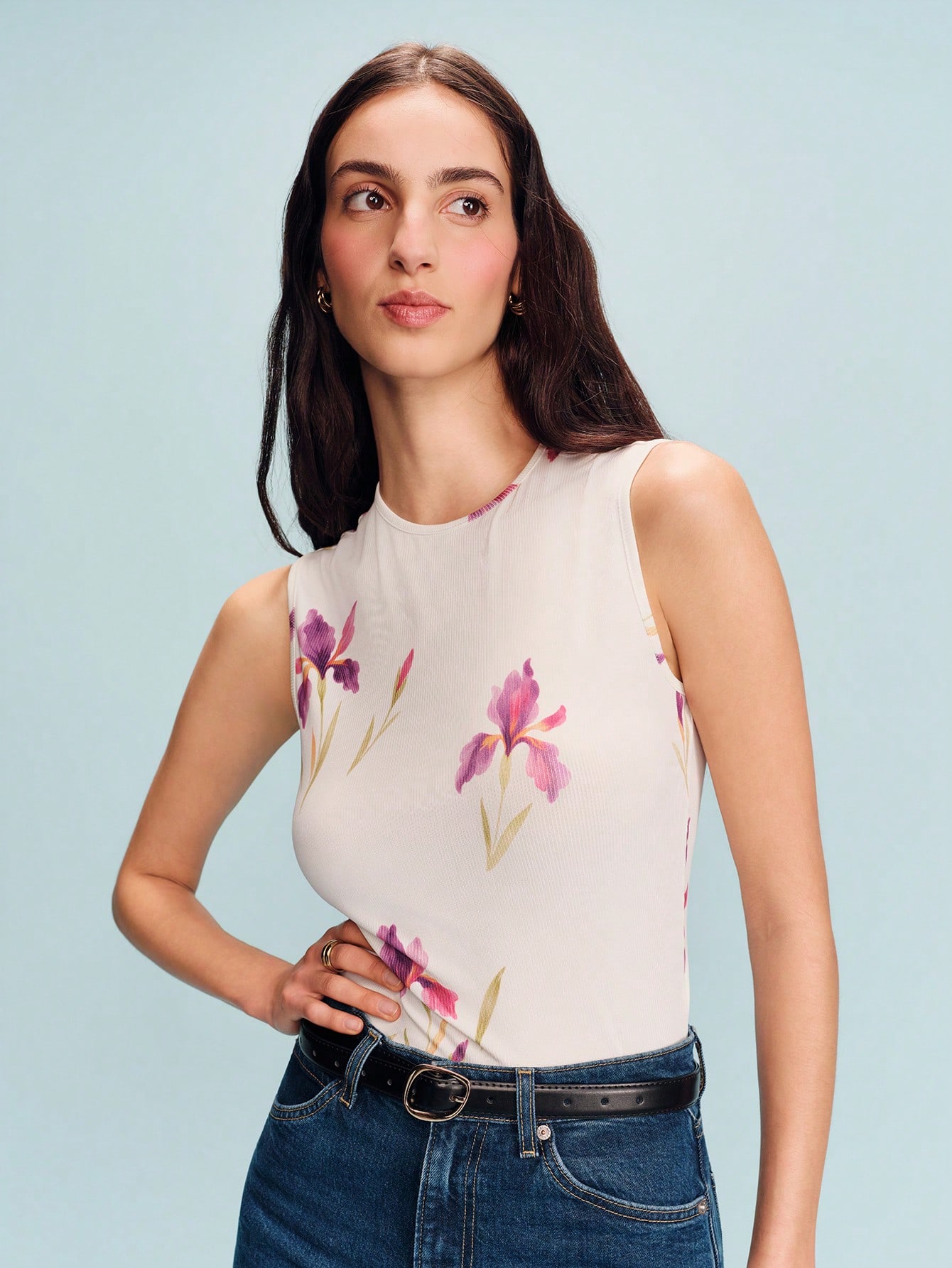 Women's Floral Print Fitted Sleeveless Top Casual Vacation Office Spring Summer Style French Style Parisian Style