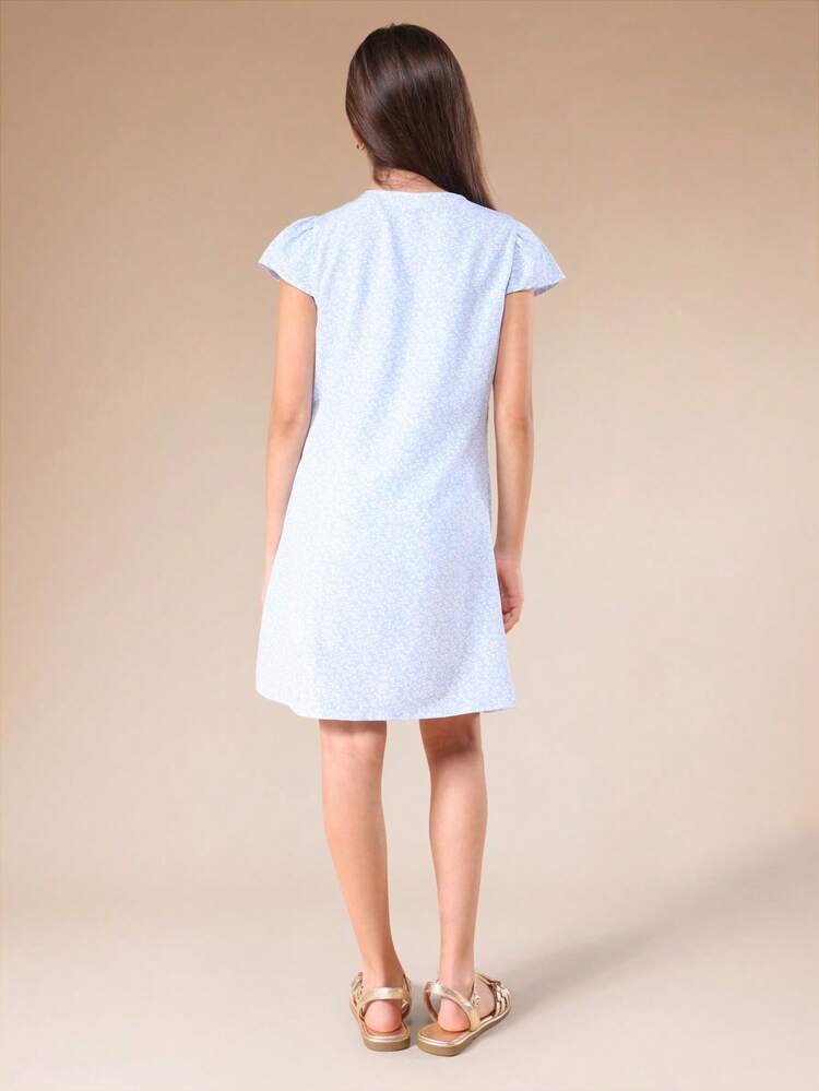 Floral Wrap Mini Dress With Short Sleeves