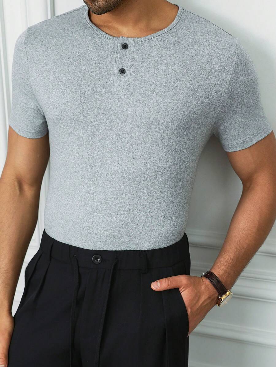 HUEFORM Men's Casual Daily Commute Short Sleeve T-Shirt - Grey - View 1