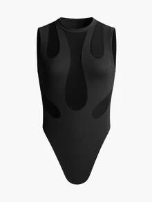 FeverCity Men's Solid Color Mesh Patchwork Sexy Bodysuit - Black - View 6