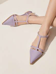 CUCCOO CHICEST 女士鞋履 春夏新款优雅尖头镂空约会通勤平底鞋 - 淡紫色 - 查看 2