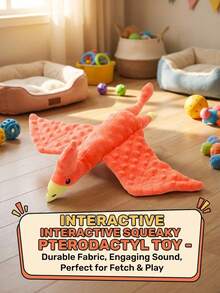 PETSIN 创意橙色飞龙造型毛绒狗狗玩具，内置BB吠叫声，可与狗狗互动玩耍 - 彩色 - 查看 10