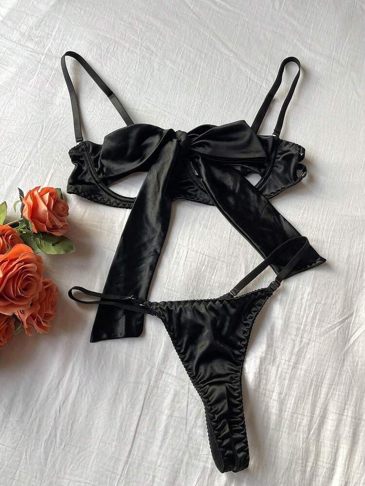 Lace-Up Hollow-Out Sexy Lingerie Set For Women