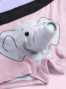 FeverCity Men's Comfortable & Sexy Elephant Print Boxer Briefs - Pink - View 4
