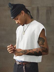 AXEPEAK Men's Street Fashion Hip Hop Sleeveless Tank Top - Silver - View 4