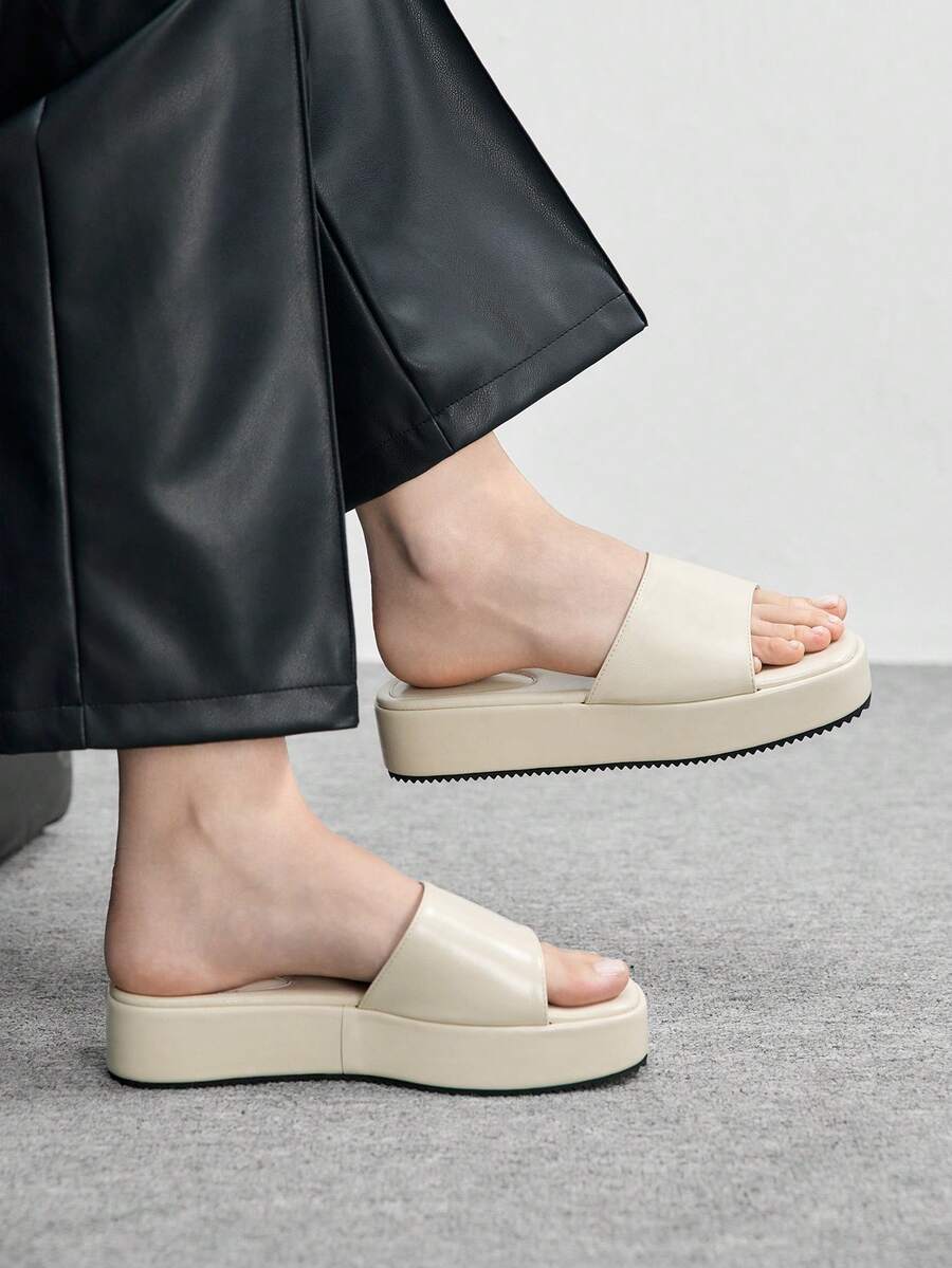 CUCCOO BIZCHIC Sandalias de moda para mujer, mules de punta abierta, sandalias casuales con plataforma y tacón alto, adecuadas para vacaciones, viajes, uso diario y playa. Zapatos de verano - Albaricoque - Ver 1