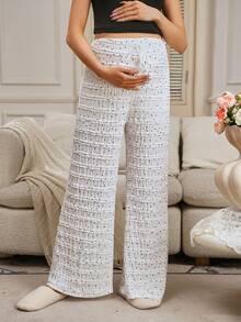 SHEIN 波西米亚风荷叶边波点蕾丝高腰阔腿裤，适合海滩度假、西部乡村音乐节、日常穿着、返校季、万圣节、圣诞节等各种场合。 - 彩色 - 查看 1