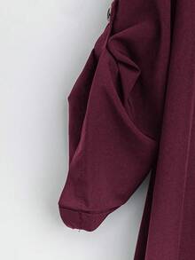 SHEIN Tall CURVE 大码女式法式休闲夏季V领短袖连衣裙 - 中紫紅色 - 查看 5