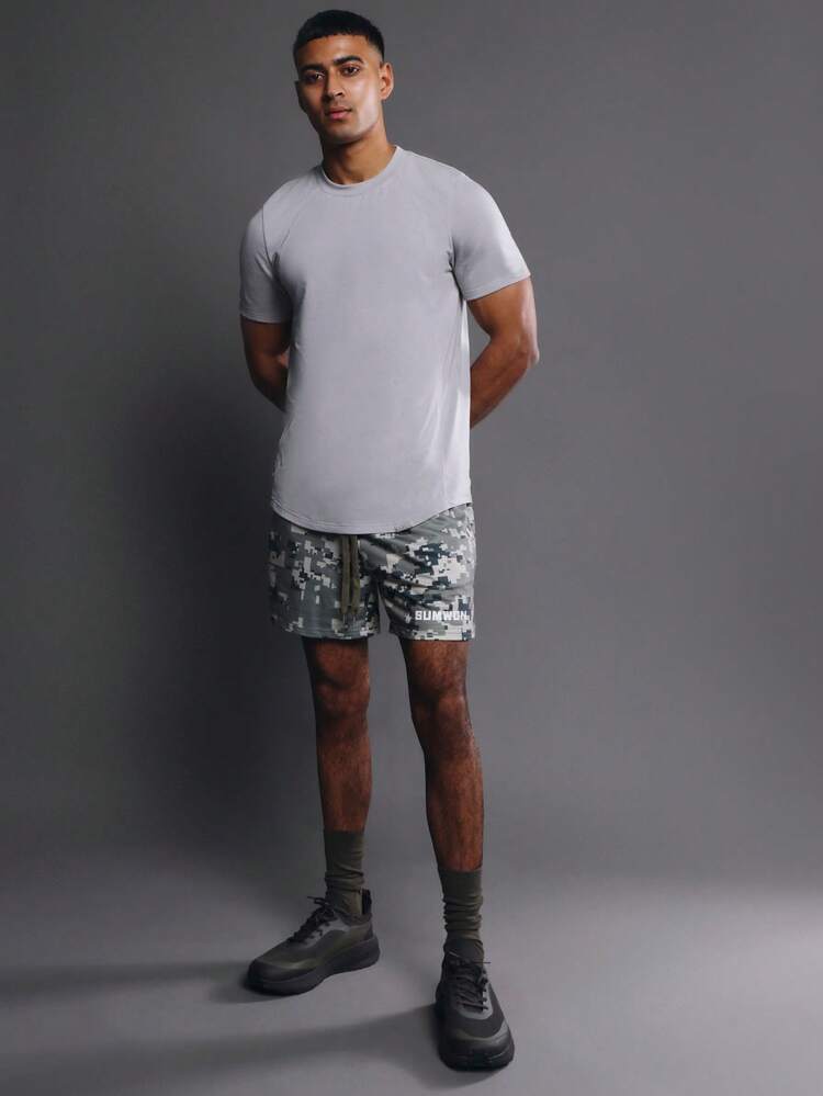 Digital Camouflage Shorts With Drawstring Waist