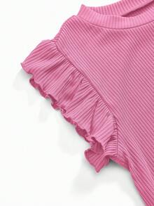 SHEIN 3pcs Maternity Casual Solid Color Ribbed Ruffle Armhole Fitted T-Shirts For Daily Commute, Summer - Multicolor - View 11