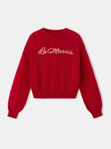 lacRébo 红色针织宽松套头衫，饰有 Le Marais 文字细节，舒适保暖，适合秋冬季穿着。 - 紅色 - 查看 8
